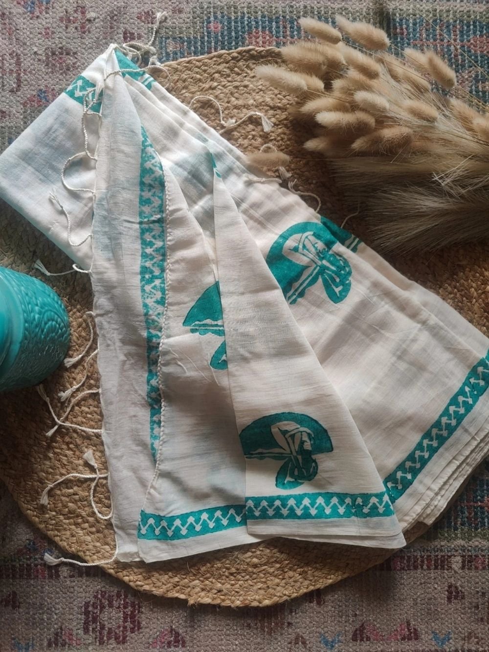 Duality Block Printed Saree by Sutkatha